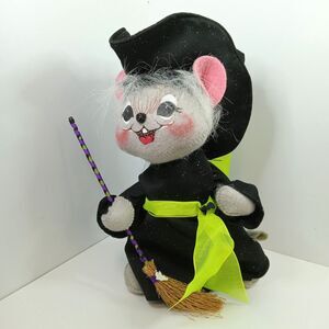 Annalee Halloween Sparkle Witch Mouse w/ Broom & Hat  10" Doll Decoration 2009